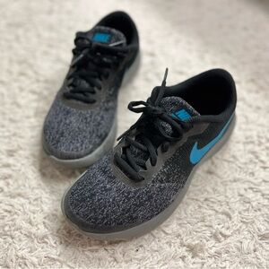 Nike Flex Contact Kids Black & Teal Lightweight Sneakers Size 5Y